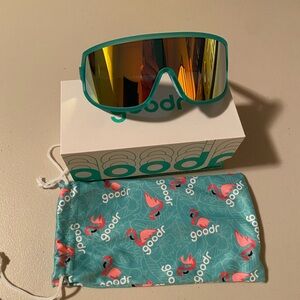 Goodr Teal Sunglasses with Gold Lenses